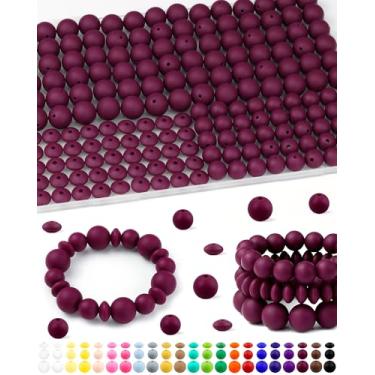 Imagem de 200 contas de silicone FIVEIZERO misturadas para fabricação de chaveiros, contas de silicone de lentilha redondas de 15 mm e 12 mm para canetas, pulseira, colar, artesanato DIY (vinho vermelho)