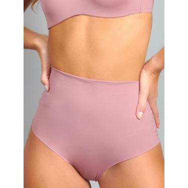 Imagem de Calcinha Feminina Sem Costura Corte a Laser Cintura Alta Compressão Mu