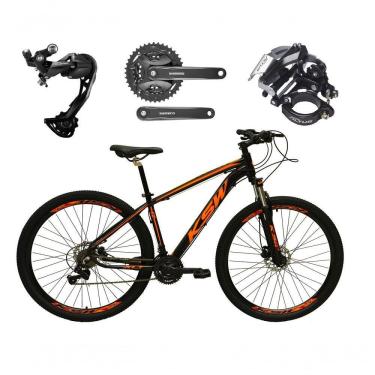 Imagem de Bicicleta Aro 29 Ksw Xlt Alívio E Altus 27v Freio Hidráulico Garfo Trava - Preto-laranja Tam.21