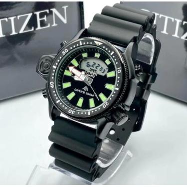 Imagem de Relógio Masculino All Black Estilo Esportivo de Mergulho 100M à Prova 