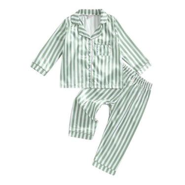 Imagem de Conjunto de pijama MAINESAKA Baby Girl Boy, seda, listrado em cetim, 1