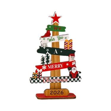 Imagem de predolo Árvore de Natal de Madeira, Pequena Árvore de Natal Decorativa, Placa Decorativa de Natal, Enfeite de Mesa para Sala de Estar, Decoração Festiva, Estilo D