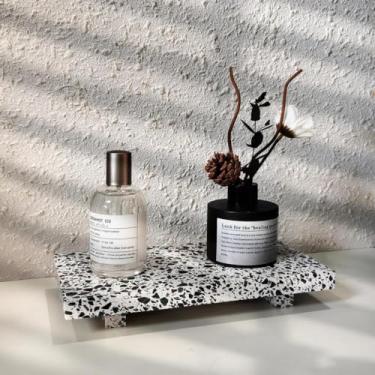 Imagem de Suporte de pedestal de mármore, organizador de balcão de banheiro, bandeja de pedra para exibição de joias e sabão (várias cores)