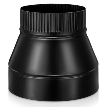 Imagem de Moxweyeni Redutor de tubo de fogão de 17,8 cm a 15,2 cm redutor de tubo preto fosco adaptador de duto preto para conectar a gripe do fogão à chaminé para ventilação adequada para conversão de chaminé