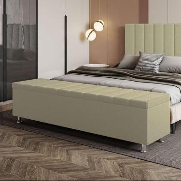 Imagem de Calçadeira Baú Recamier Estofado King 195 Cm ônix Corino Bege