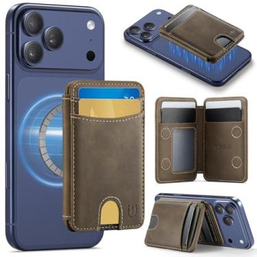 Imagem de Usroom Carteira Magsafe com porta-cartões magnéticos com bloqueio de RFID, carteira de couro PU com ímã forte compatível com telefones e capas Magsafe para iPhone 17/16/15/14/13/12/Pro/Max/Plus