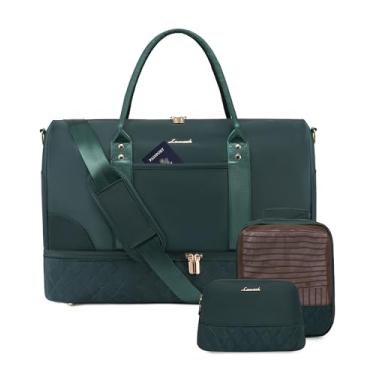 Imagem de LOVEVOOK Bolsa de viagem, bolsa de viagem para mulheres, bolsa de viagem com compartimento para sapatos, bolsa de transporte noturna com bolso molhado, bolsa de ginástica para ioga, bolsas