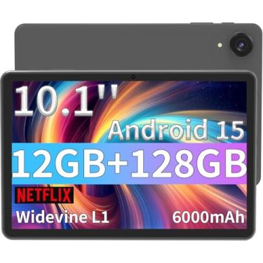 Imagem de ECOPAD Tablet Android 15, tablets de 10,1 polegadas com processador Octa-core, tela HD IPS, 12 GB de RAM + 128 GB de ROM, suporta expansão de 1 TB, WiFi de banda dupla, BT 5.0, carregamento rápido de