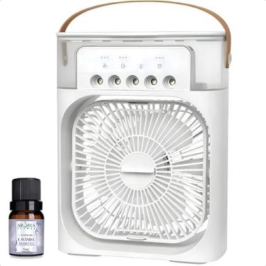 Imagem de Ventilador Portátil de Mesa Mini Ar Condicionado Umidificador Climatizador e aromatizador de ambiente Led Água e Gelo 3 Velocidades