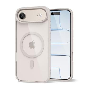 Imagem de oakxco Capa magnética transparente para iPhone 17 Air compatível com Magsafe, linda fina transparente anti-amarelo acrílico, plástico rígido Hybird e silicone feminino Mag Safe Case para mulheres e