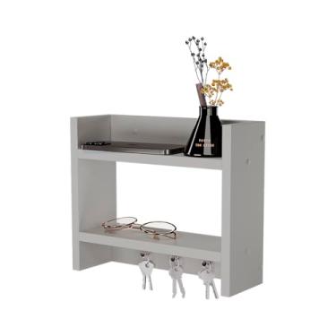 Imagem de Suporte Porta Chaves Organizador Decorativo de Parede Madeira Branco