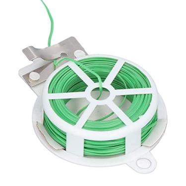 Imagem de Dispensador de Rolo de Cabo de Plástico de Plástico a Aço, Arame de Corda de Jardim Branco e Verde Com Cortador, Sem Danos Laços de Planta de Jardim para Videiras (50m)