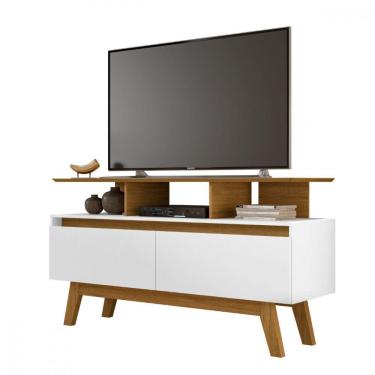 Imagem de Rack Rubi Tv De Até 50 Polegadas Cinamomo Com Branco Bechara Cinamomo Com Branco