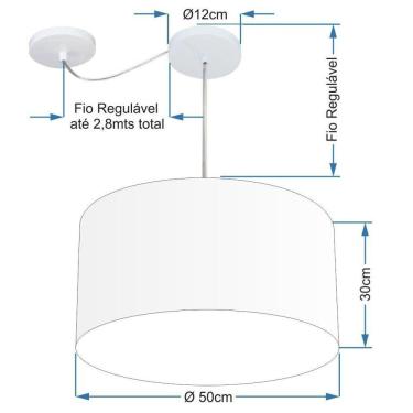 Imagem de Lustre Pendente Cilíndrico Com Desvio Md-4231 Cúpula Em Tecido 50x30cm Algodão Crú - Bivolt