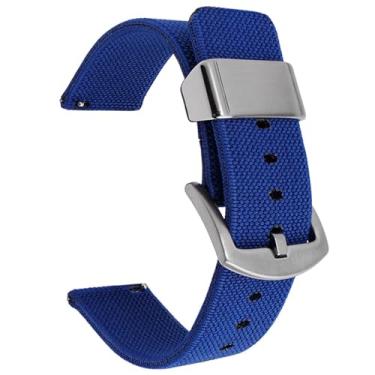 Imagem de Aoeiwv Pulseira de relógio de nylon de tecido elástico de 18 mm, 20 mm, 22 mm, 24 mm, à prova d'água, de liberação rápida, pulseira de reposição para homens e mulheres