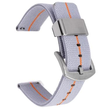 Imagem de Aoeiwv Pulseira de relógio de nylon de tecido elástico de 18 mm, 20 mm, 22 mm, 24 mm, à prova d'água, de liberação rápida, pulseira de reposição para homens e mulheres