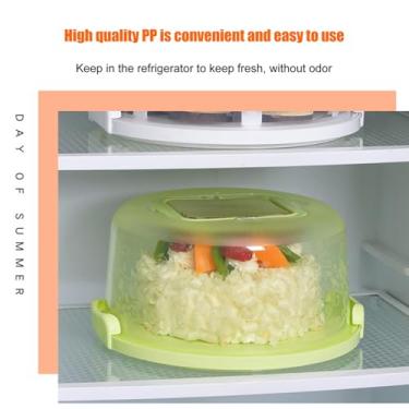 Imagem de KIMISS Transportador de Bolo Transparente Com Tampa - Portador de Sobremesa e Suporte de Cupcakes para Tortas e Bolos - Alça de Transporte Fácil Com Design Fresco (Branco)