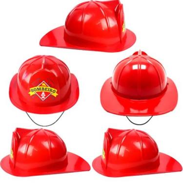 Imagem de Kit 5 Capacete de Bombeiro Infantil e Adulto para Festa Fantasia - Toy
