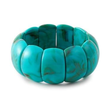 Imagem de MMIUAEG Pulseira de resina acrílica colorida para mulheres, pulseiras elásticas grossas e geométricas de plástico para mulheres, joias de férias, 0.1, Acrílico, Sem Pedra Preciosa