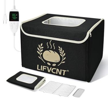 Imagem de LIFVCNT Provedor de pão, caixa dobrável à prova de massa com temperatura ajustável (20-55.6 °C), temporizador 0–99H, rack de metal e bandeja de água – ideal para iogurte, pizza, assar pão, preto mocha