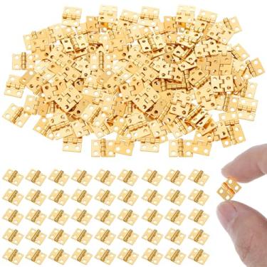 Imagem de 100 dobradiças pequenas de latão para caixa de joias, mini dobradiças de 10 x 8 mm para artesanato, ferragens de dobradiça minúscula dourada com 400 parafusos pequenos para armário de caixa de madeira
