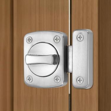 Imagem de 1 fechadura de segurança antirroubo giratória 180° multiuso segurança doméstica compacta quarto banheiro fechadura silenciosa (prata-grande, 6,5 * 5 * 1,2 cm)