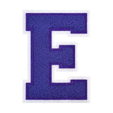Imagem de 1 PÇ Patch de letra de chenille roxo de 11,4 cm com borda branca – Remendos do alfabeto para roupas, jaquetas, mochilas, chapéus para decoração personalizada, nome personalizado e artesanato. (E)
