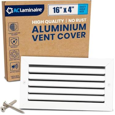 Imagem de Tampa decorativa de ventilação de retorno de ar de 40,6 cm x 10 cm (orifício do duto) – Grade de alumínio HVAC para teto e parede, ventilação de retorno AC à prova de ferrugem, design moderno premium