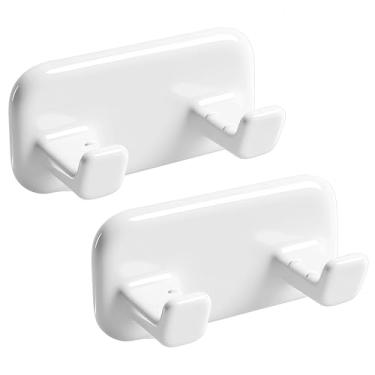 Imagem de LUSTRIB Pacote com 2 suportes autoadesivos para barbear, ganchos removíveis à prova d'água para toalhas, chaves, chapéus de bucha, sem furadeira, fácil instalação, organizador de banheiro adesivo