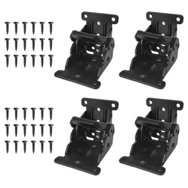 Imagem de Pacote com 4 dobradiças dobráveis de 90 graus, suporte de extensão de autobloqueio, suporte de perna de mesa dobrável, ferragens de dobradiça autotravada com parafusos, para pés de perna de cama de