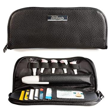 Imagem de DittiBags Capa skinny - Pequena carteira de viagem diabética para caneta de insulina, caneta, documento de identificação com foto e cartões de crédito com dois bolsos adicionais, Preto