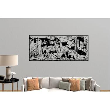 Imagem de REvASIYE Arte de parede de metal – Escultura de rosto moderna abstrata multicolorida inspirada em Picasso – Decoração de parede minimalista para sala de estar, quarto ou escritório – Arte artesanal