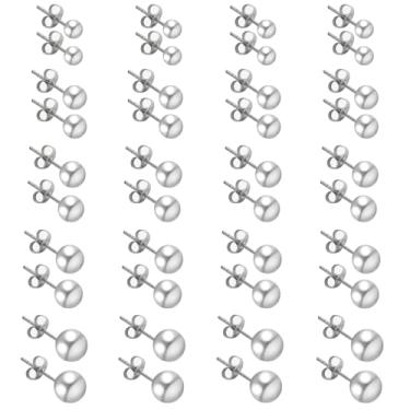 Imagem de 20 pares de brincos de bola de prata, brincos pequenos para mulheres, conjunto de brincos pequenos para vários piercings, 5 pares de brincos de prata de tamanhos diferentes, 1 mm, 2 mm, 3 mm, 4 mm, 5