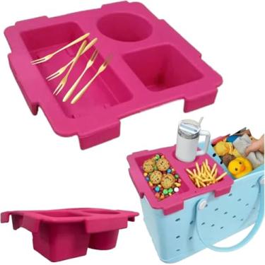 Imagem de Caixa de lanche e suporte de copo-bandeja-acessório-para-saco-bogg-GG, topper-bandeja-divisor-e-organizador-para-pan-bolsa, adequado para Stanley-Cup (rosa vermelho)