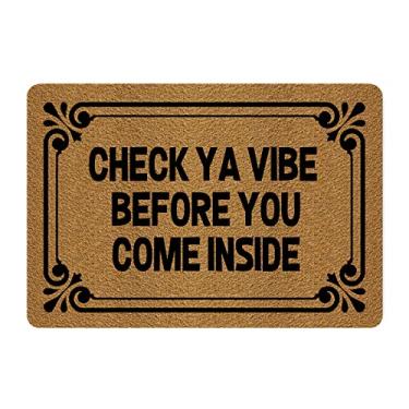 Imagem de FunXiLin Tapetes de porta de boas-vindas para decoração de casa (60 x 40 cm) tapetes engraçados com borracha antiderrapante traseira tapetes de cozinha capacho personalizado para entrada (verifique o