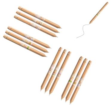 Imagem de GZBABY Caneta de gel de ponta fina, 12 peças, caneta esferográfica retrátil, canetas de tinta preta de secagem rápida, 0,5 mm, barril integrado (marrom)