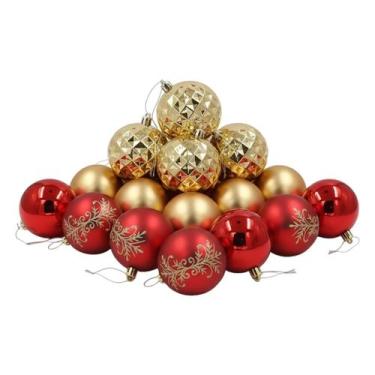 Imagem de Enfeite 24 Bolas De Natal 6cm Douradas e Vermelhas Premium - Evolution