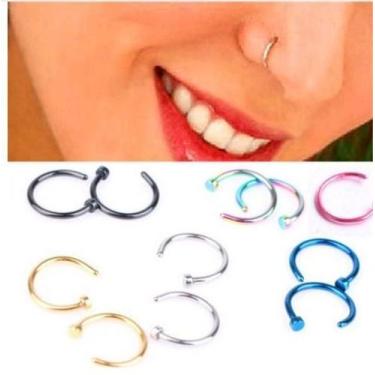 Imagem de Piercing Nariz Argola Falso Fake - 2 Pretos - De Castro Joias