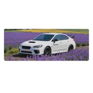 Imagem de HouLaiZhe JDM Tapetes de mesa de carro branco esportivo WRX Lavanda Gaming Mouse Pads Tapetes de mesa grandes para teclado de mesa Tapete de computador 30 x 80 cm