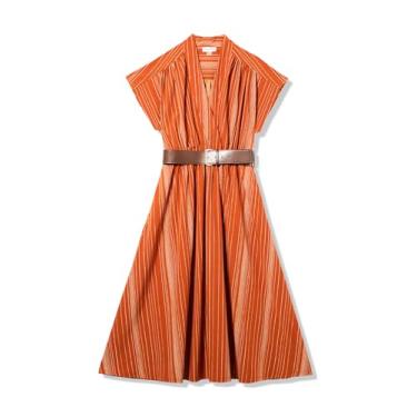 Imagem de Calvin Klein Vestido feminino Aline de manga curta Commuter, Terra/Antq branco, 50