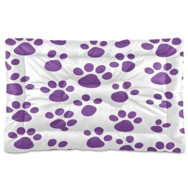 Imagem de Wassud Cama de cachorro de corações desenhados à mão com estampa de pata, camas grandes para cães ao ar livre, tapete lavável para animais de estimação, cama de gato para dormir, viagens, 91 x 61 cm