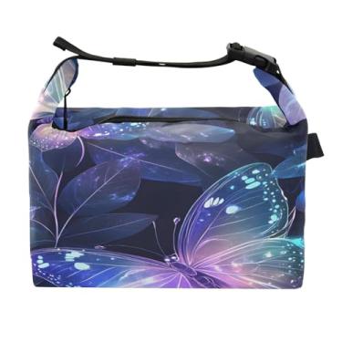 Imagem de STAYTOP Lancheira de borboletas brilhantes de neon com fivela de alça, lancheira isolada para meninos e meninas lancheira para trabalho escolar