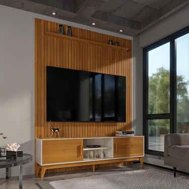 Imagem de Painel Ripado Com Rack TV 75 Polegadas Domus 184cm - Via Nossa, Off Wh