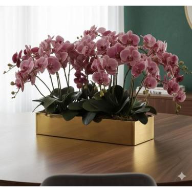 Imagem de Vaso Centro de Mesa Dourado Espelho Vidro Plantas Luxo Decoração - Ino