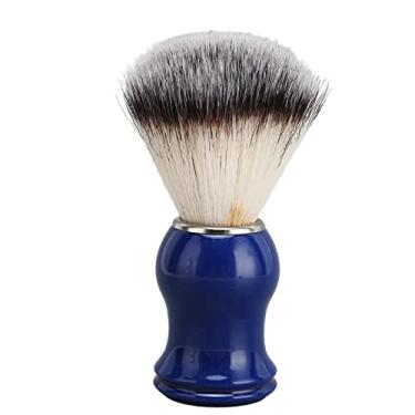 Imagem de Ainoli 2 cores escova de barbear artesanal alça azul anel de prata escova de barbear masculina para salão de beleza