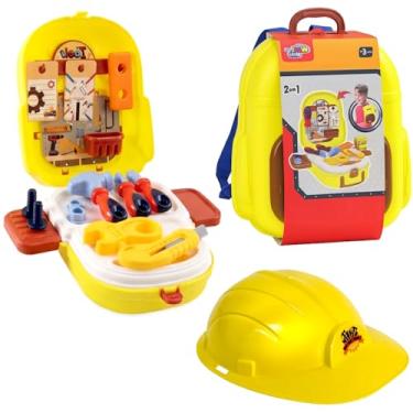 Imagem de Kit Maleta de Ferramentas Infantil com Capacete de Construtor Engenheiro Profissões 3 em 1 com 22 Peças