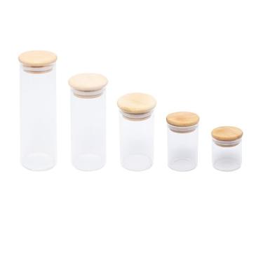 Imagem de WOLFF - Conjunto 5 Porta Mantimentos de Vidro Borossilicato com Tampa de Bambu