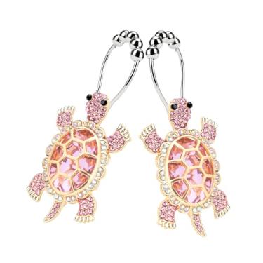 Imagem de Elerslodia Conjunto de ganchos decorativos de tartaruga marinha safira, 12 peças, bola de rolo, aço inoxidável, decoração de animais do oceano fofo, anéis de chuveiro de praia, à prova de ferrugem