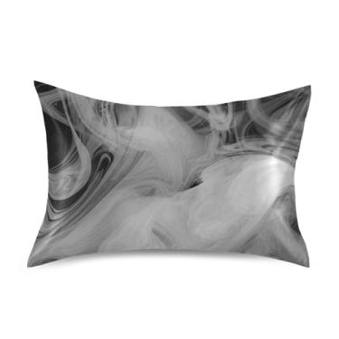 Imagem de Fronhas de cetim com estampa abstrata preta e branca refrescantes padrão Queen King Size fronhas de cama com estampa artística para cabelo Queen Size 76,2 cm x 50,8 cm