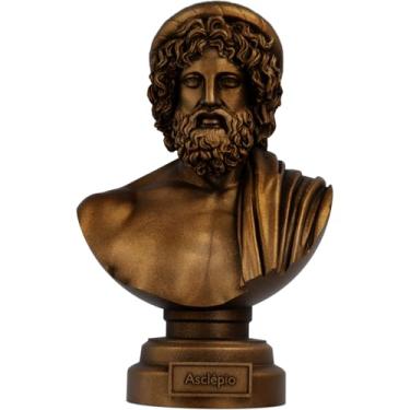 Imagem de Estátua Busto Asclépio - Esculápio - Deus Grego da Medicina (Cor Cobre Antigo)